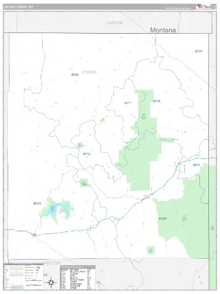 Crook County, WY Classic style ZIP Code wall map