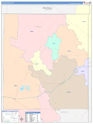 Crook County, WY ColorCast style ZIP Code wall map