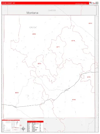 Crook County, WY RedLine style ZIP Code wall map