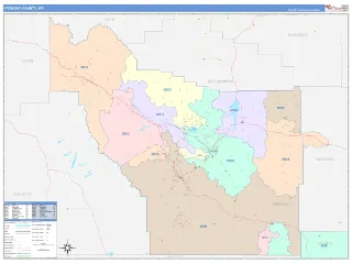 Fremont County, WY ColorCast style ZIP Code wall map