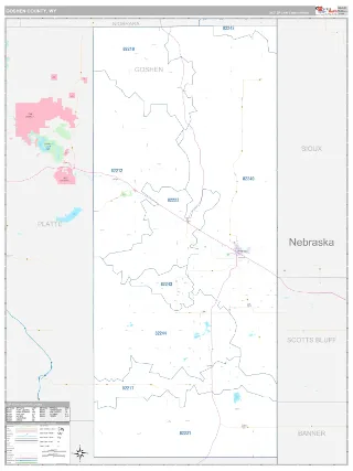 Goshen County, WY Classic style ZIP Code wall map
