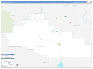 Hot Springs County, WY Business Reference style ZIP Code wall map