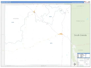 Weston County, WY Business Reference style ZIP Code wall map