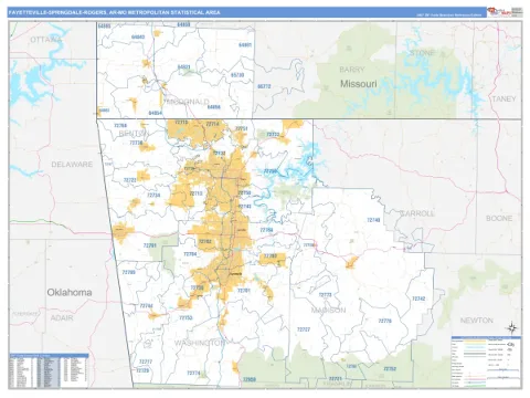 Fayetteville-Springdale-Rogers metro area map