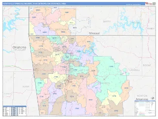 Fayetteville-Springdale-Rogers Metro Area ColorCast style ZIP Code wall map