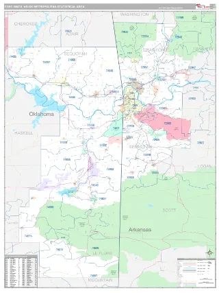 Fort Smith Metro Area Classic style ZIP Code wall map