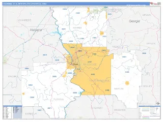 Columbus Metro Area Business Reference style ZIP Code wall map