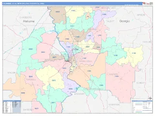 Columbus Metro Area ColorCast style ZIP Code wall map