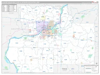 Davenport-Moline-Rock Island Metro Area Classic style ZIP Code wall map