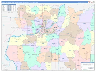 Davenport-Moline-Rock Island Metro Area ColorCast style ZIP Code wall map