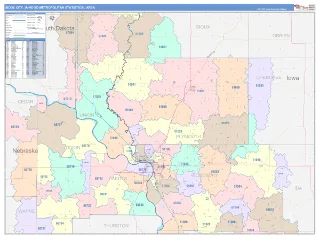 Sioux City Metro Area ColorCast style ZIP Code wall map