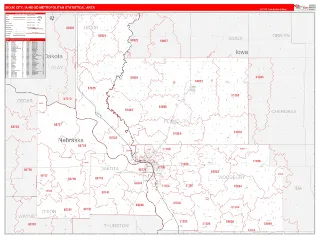 Sioux City Metro Area RedLine style ZIP Code wall map