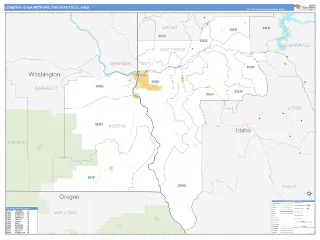 Lewiston Metro Area Business Reference style ZIP Code wall map