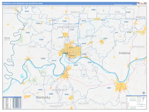 Evansville-Henderson metro area map