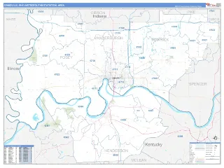 Evansville Metro Area Business Reference style ZIP Code wall map