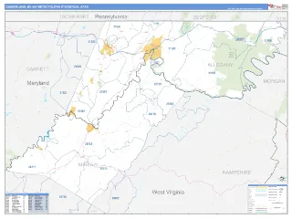 Cumberland Metro Area Business Reference style ZIP Code wall map