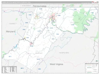 Cumberland Metro Area Classic style ZIP Code wall map
