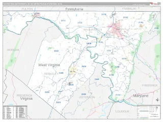 Hagerstown-Martinsburg Metro Area Classic style ZIP Code wall map