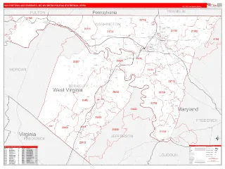 Hagerstown-Martinsburg Metro Area RedLine style ZIP Code wall map