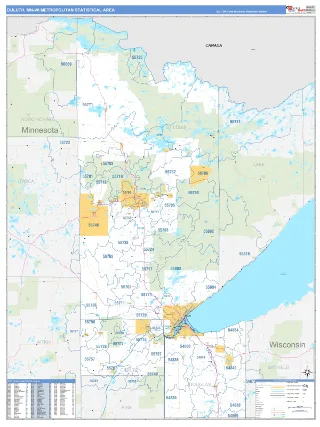 Duluth Metro Area Business Reference style ZIP Code wall map