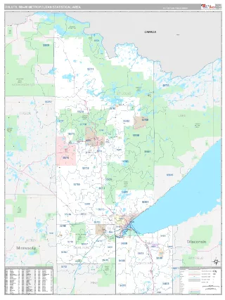 Duluth Metro Area Classic style ZIP Code wall map
