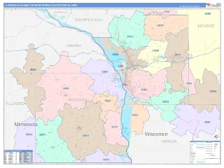 La Crosse-Onalaska Metro Area ColorCast style ZIP Code wall map