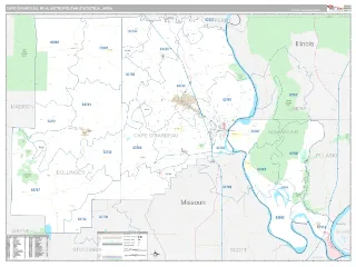 Cape Girardeau Metro Area Classic style ZIP Code wall map