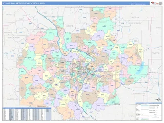 St. Louis Metro Area ColorCast style ZIP Code wall map
