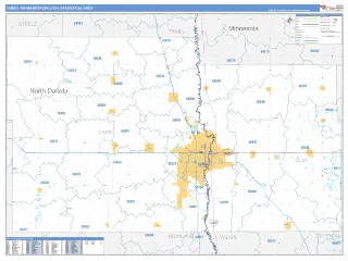 Fargo Metro Area Business Reference style ZIP Code wall map