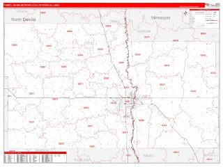 Fargo Metro Area RedLine style ZIP Code wall map