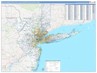 New York-Newark-Jersey City Metro Area Business Reference style ZIP Code wall map