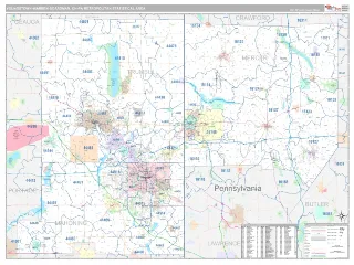Youngstown-Warren-Boardman Metro Area Classic style ZIP Code wall map