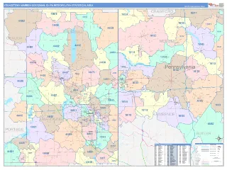 Youngstown-Warren-Boardman Metro Area ColorCast style ZIP Code wall map
