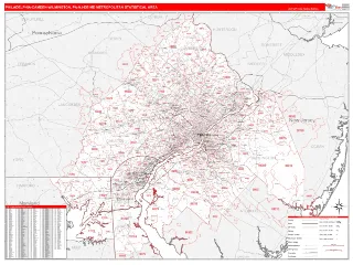 Philadelphia-Camden-Wilmington Metro Area RedLine style ZIP Code wall map