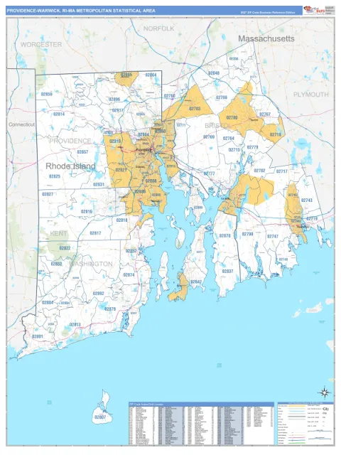Providence-Warwick metro area map