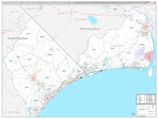 Myrtle Beach-Conway-North Myrtle Beach Metro Area Classic style ZIP Code wall map