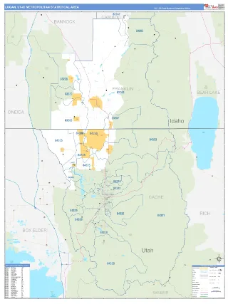 Logan Metro Area Business Reference style ZIP Code wall map