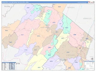 Winchester Metro Area ColorCast style ZIP Code wall map