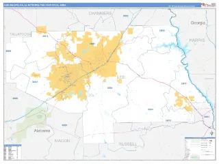 Auburn-Opelika Metro Area Business Reference style ZIP Code wall map