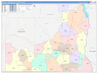 Dothan Metro Area ColorCast style ZIP Code wall map