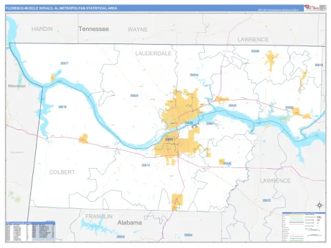 Florence-Muscle Shoals metro area map