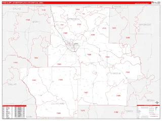 Pine Bluff Metro Area RedLine style ZIP Code wall map
