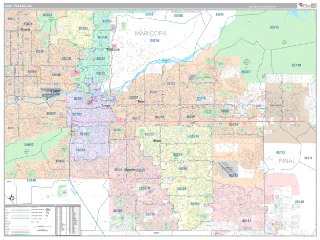 East Valley Metro Area Classic style ZIP Code wall map