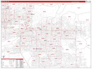 East Valley Metro Area RedLine style ZIP Code wall map