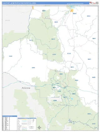 Flagstaff Metro Area Business Reference style ZIP Code wall map
