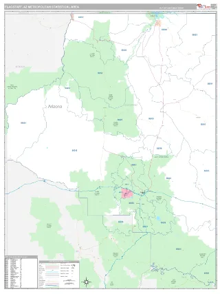 Flagstaff Metro Area Classic style ZIP Code wall map