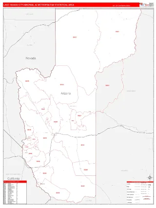 Lake Havasu City-Kingman Metro Area RedLine style ZIP Code wall map