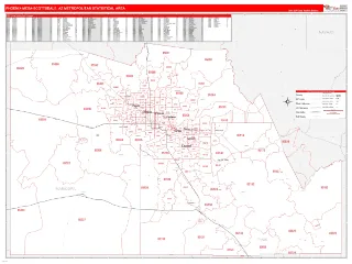 Phoenix-Mesa-Scottsdale Metro Area RedLine style ZIP Code wall map