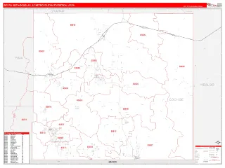 Sierra Vista-Douglas Metro Area RedLine style ZIP Code wall map
