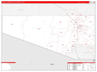 Tucson Metro Area RedLine style ZIP Code wall map